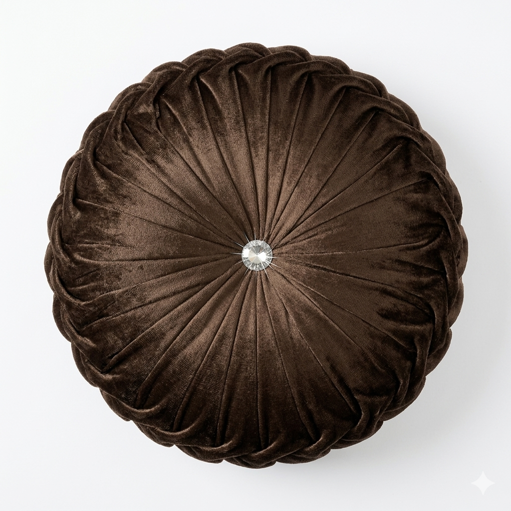 Velvet Brown Round Cushion