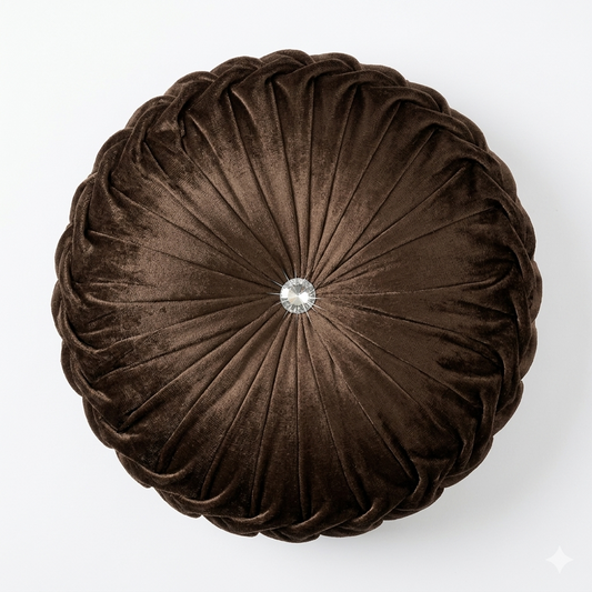 Velvet Brown Round Cushion