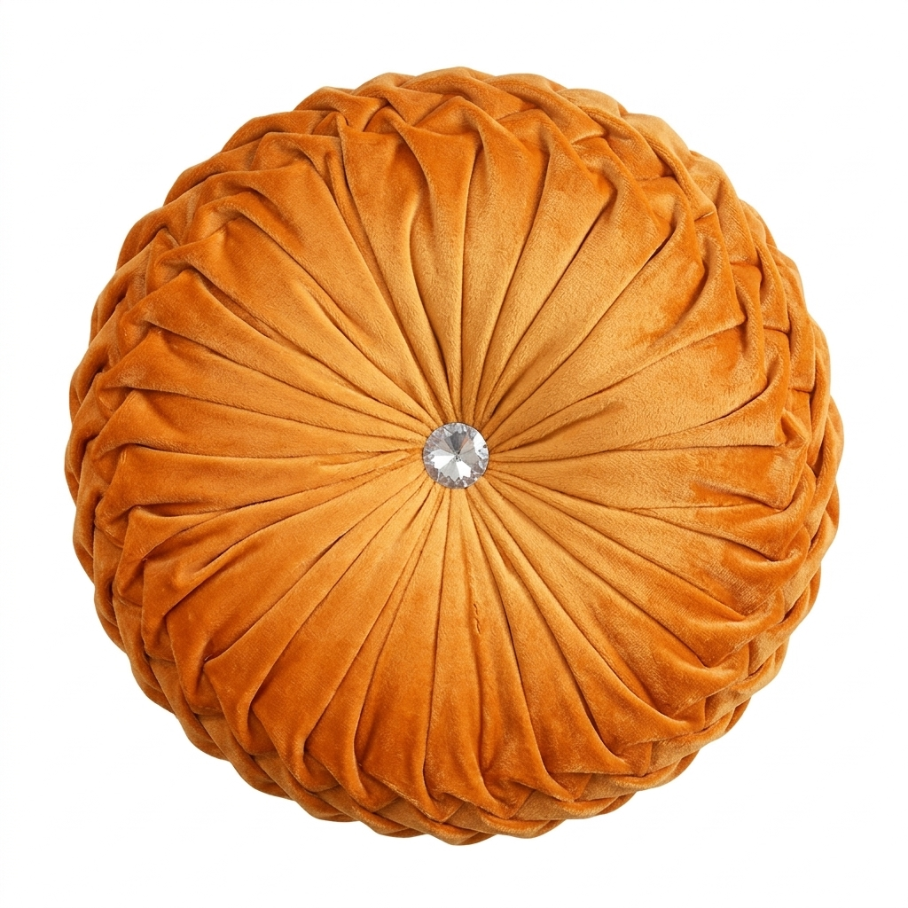 Velvet Rustic Orange Round Cushion
