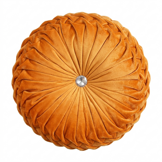 Velvet Rustic Orange Round Cushion