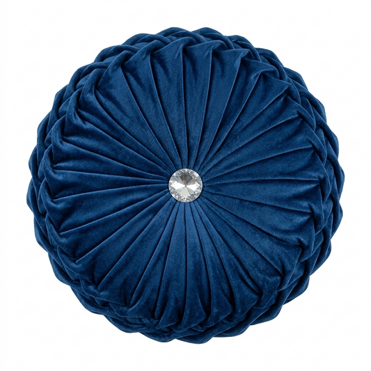 Velvet Navy Blue Round Cushion
